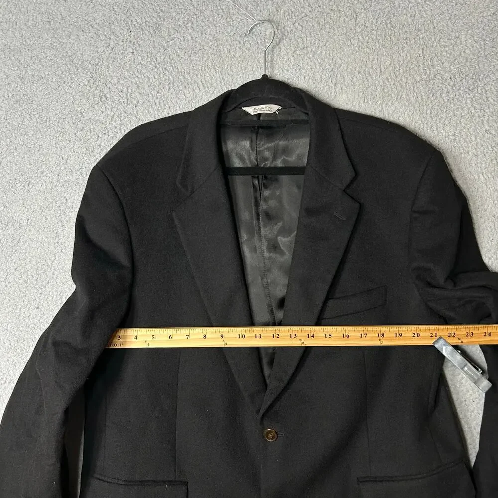 W.H.‎ Belk Blazer Mens 46 Black 100% Cashmere Single Breasted Notch Lapel Blazer